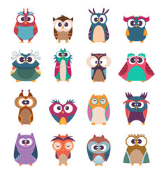 Funny owl group cartoon on tree Royalty Free Vector Image