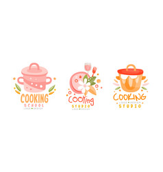 Cooking studio logo templates design set culinary Vector Image