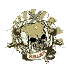 Vintage emblem with skull Royalty Free Vector Image