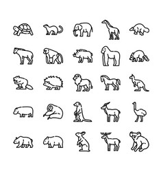 Wild animal icon set flat Royalty Free Vector Image