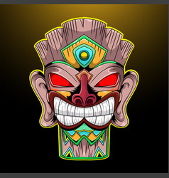 Tiki mask with leaves mascot logo Royalty Free Vector Image