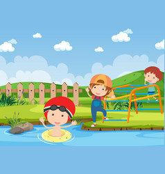 Children playing in park Royalty Free Vector Image