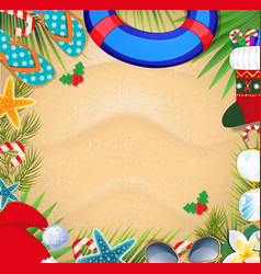 Christmas beach frame with copy space Royalty Free Vector