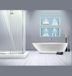 Realistic bathroom furniture set Royalty Free Vector Image