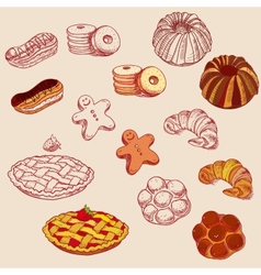 Hand drawn confections dessert pastry bakery Vector Image