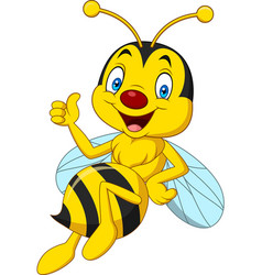 Cartoon happy bee giving thumbs up Royalty Free Vector Image