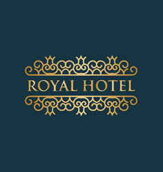 Royal hotel with crown icon luxury logo Royalty Free Vector