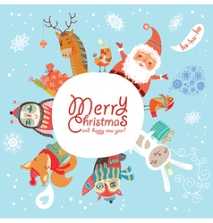 Christmas banners with funny characters Royalty Free Vector