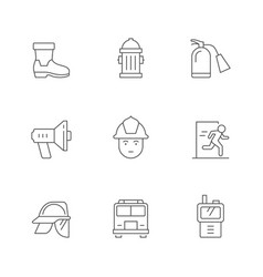 Fire safety and protection flat icons Royalty Free Vector