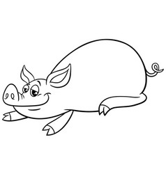 Funny comic pig cartoon character color book Vector Image