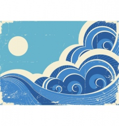 Set sea waves collection stylized waves Royalty Free Vector