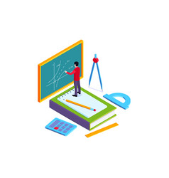 School subjects isometric set Royalty Free Vector Image