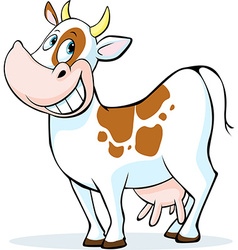 Funny cow cartoon peeking out Royalty Free Vector Image