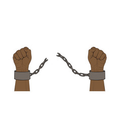 Male hands breaking steel handcuffs Black and Vector Image