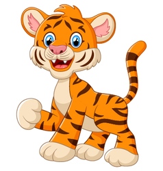 Cute tiger waving hand Royalty Free Vector Image