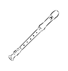 Flute drawing engraving ink line art Royalty Free Vector