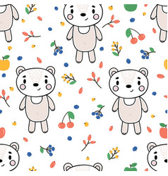 Seamless pattern with cute little bear sailor Vector Image