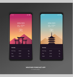 Weather forecast app ux ui design mockup Vector Image