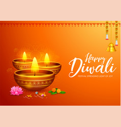 Happy diwali hindu holiday background for light Vector Image