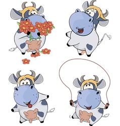 Happy cowsclip art cartoon Royalty Free Vector Image