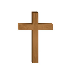 White background with wooden cross and creeper Vector Image