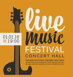 Banner for live music festival with guitar Vector Image