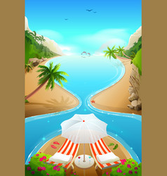 Beach vacation thatched hut bungalow on tropical vector image