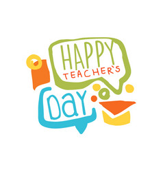 Happy teachers day label back to school logo Vector Image