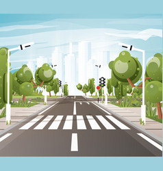 Cartoon crosswalks highway traffic empty street Vector Image