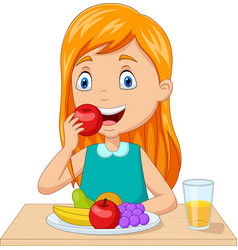 Cartoon little boy having breakfast cereals Vector Image