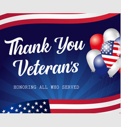 Thank you veterans flying in sky balloons Vector Image