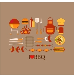 Flat Design Picnic BBQ elements Royalty Free Vector Image