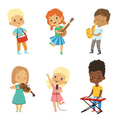 Little boy playing violin Royalty Free Vector Image