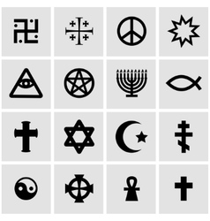 Black religious symbols set Royalty Free Vector Image