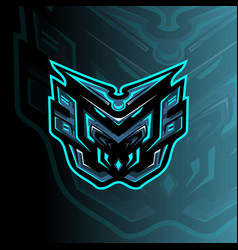 Blue robot esport logo template Royalty Free Vector Image