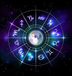 Zodiac signs set isolated on black background Vector Image