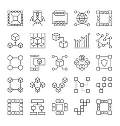 Blockchain icons set cryptography block Royalty Free Vector