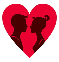 Heart silhouettes loving people Royalty Free Vector Image