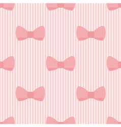 Seamless pattern bows on pink strips background Vector Image