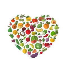 Fruit and vegetables heart Royalty Free Vector Image