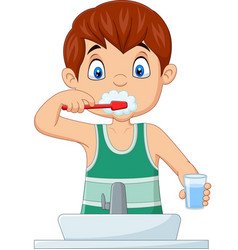 Cute little boy cartoon brushing teeth Royalty Free Vector