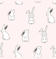 Rabbit Doodle Cartoon pattern Royalty Free Vector Image