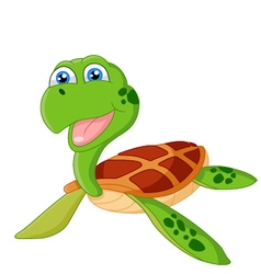 Cartoon turtle waving hand isolated on white Vector Image