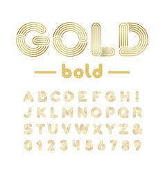 Golden alphabet bold headline letters with serif Vector Image