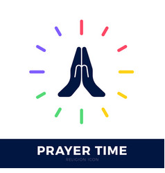 Time to pray logo praying hands icon with clock Vector Image