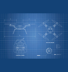 Drawing Of Drone Industrial Blueprint Royalty Free Vector