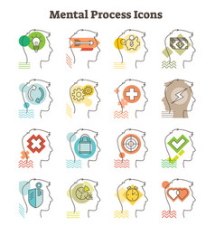 Cognitive process icons collection Royalty Free Vector Image