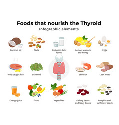 Healthy food for thyroid set icons in flat Vector Image