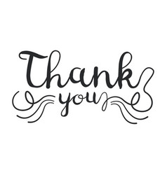 Thank you handwritten inscription isolated on vector