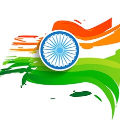 Indian flag wheel with wave in tricolor background